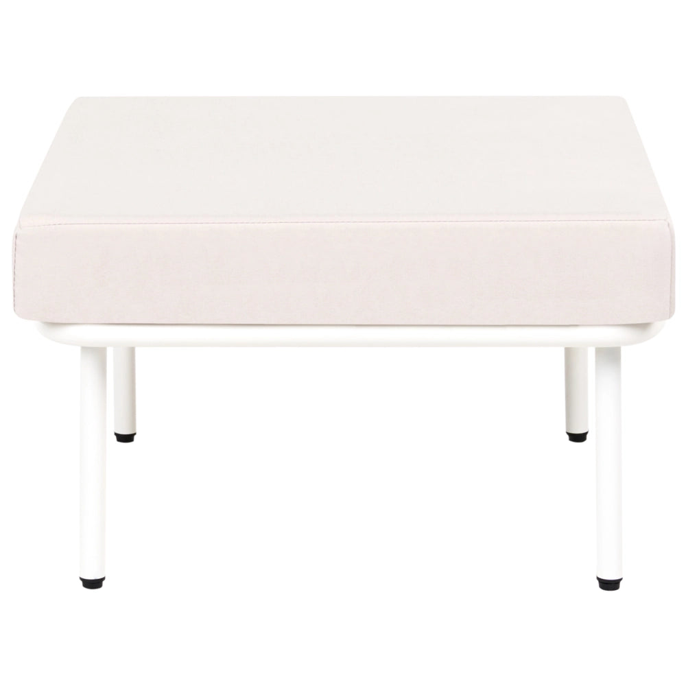 Pouf da giardino in metallo con cuscino in tessuto, colore beige chiaro stile rustico moderno