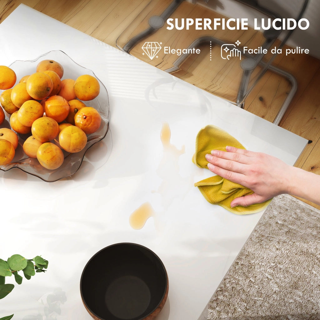 Tavolo da Pranzo Allungabile 120-160x80x78 cm per 4-6 Persone con Pannelli a Ribalta in Legno Bianco