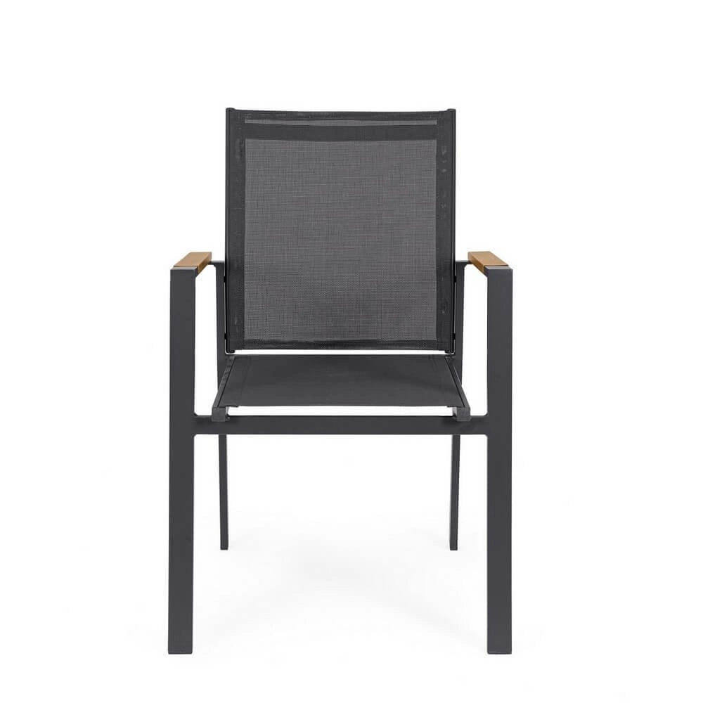 Set 4 Sedie con Braccioli Alluminio Antracite Moderno Esterno - ISKIEL