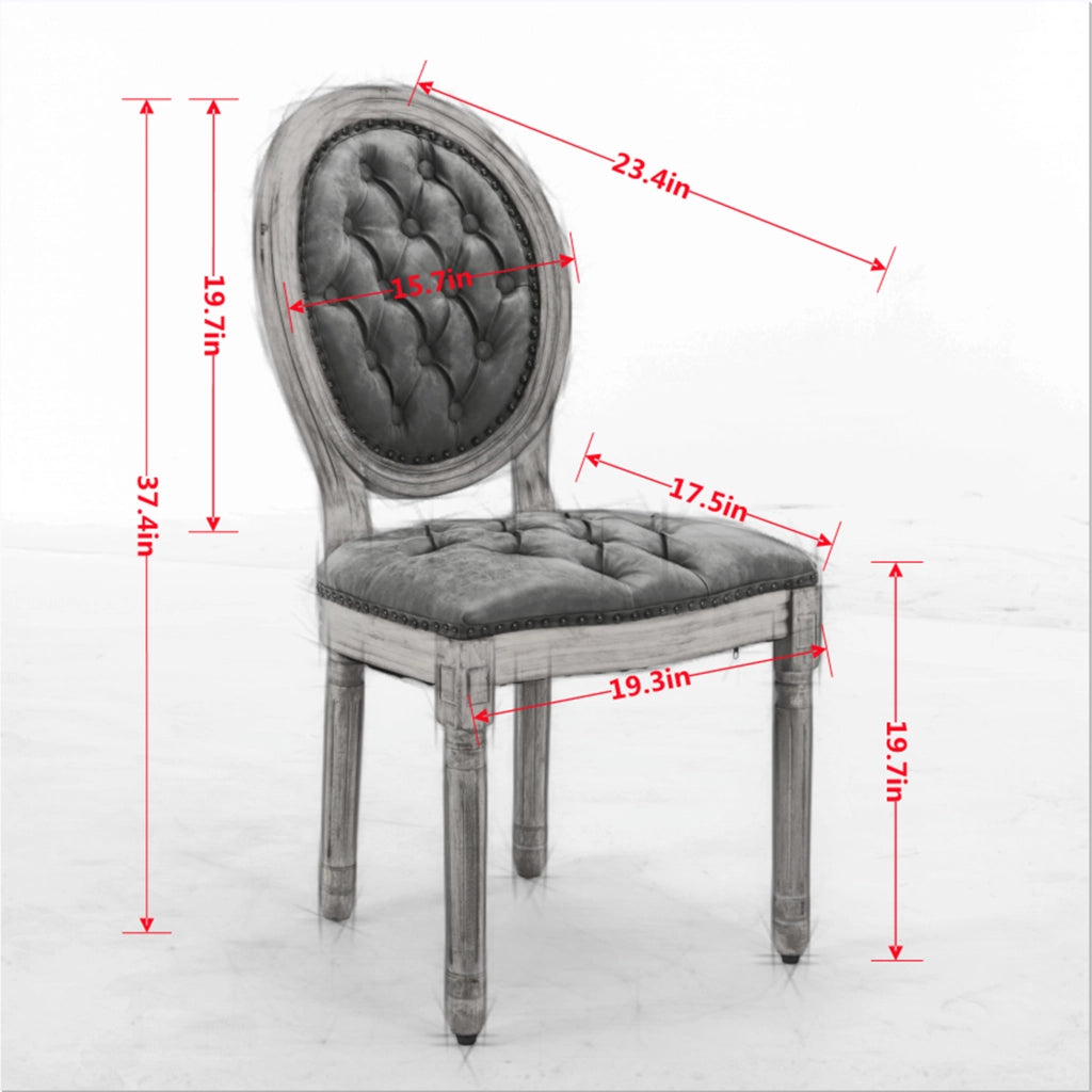 Set di 2 sedie da pranzo in stile country francese, struttura in legno massello anticato, schienale ovale completamente trapuntato a mano, rivestiment