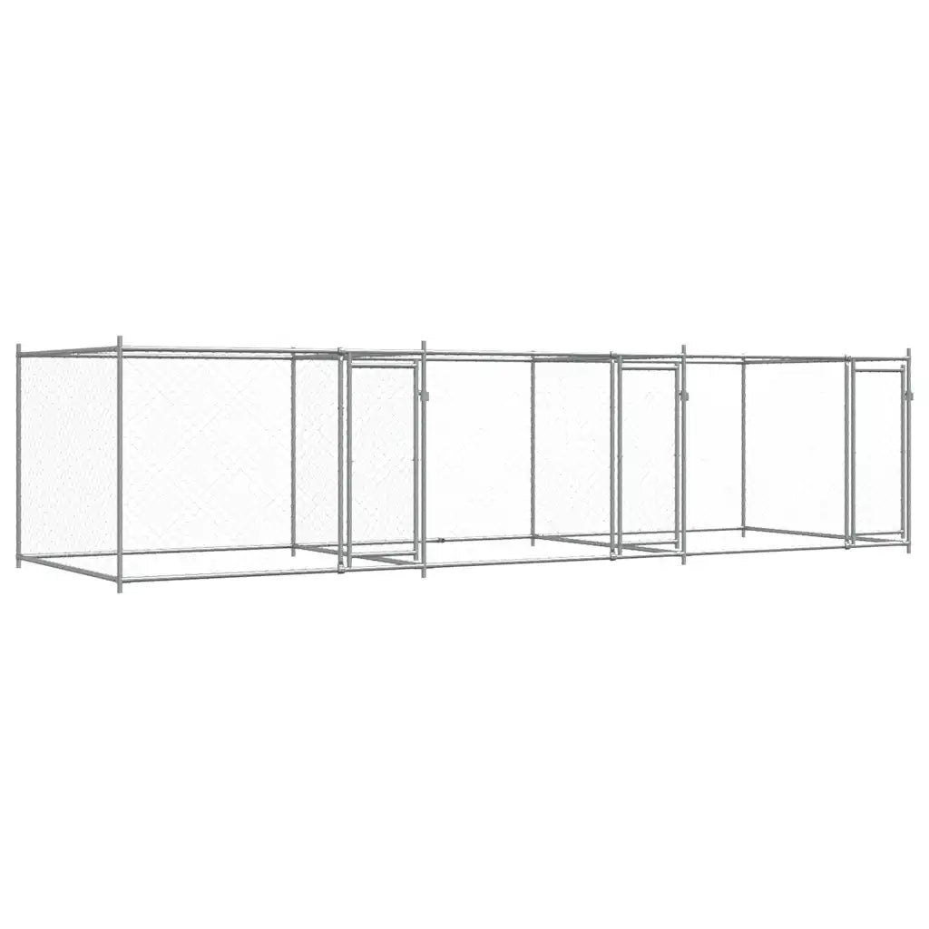 Gabbia per Cani con Porte Grigia 6x2x1,5 m in Acciaio Zincato CFW3399229