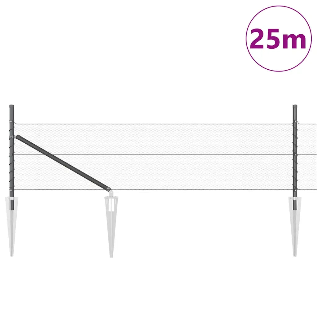 Palo della recinzione Grigio 25 x 0,5 m (rete da 13 mm) Acciaio