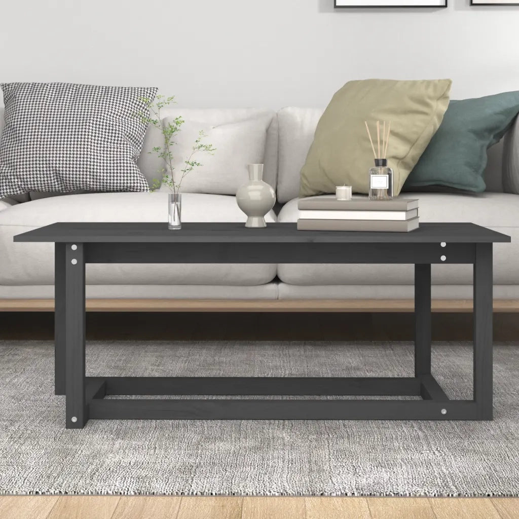 Tavolino da Salotto-Tavolino da soggiorno Grigio 110x55x45 cm Legno Massello di Pino 768355