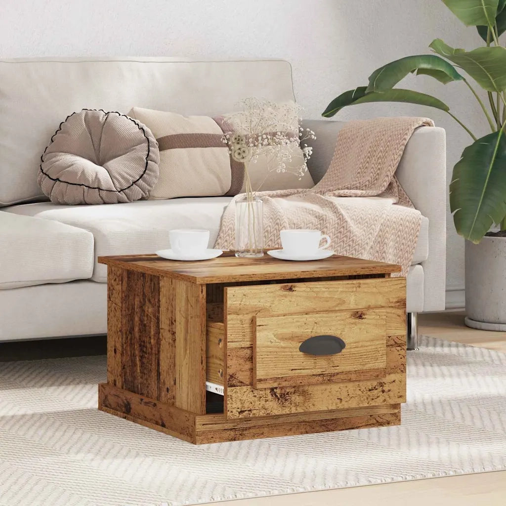 Tavolino da salotto | Tavolino da caff¨¨ | Tavolino da Soggiorno con cassetto Legno vecchio 50 x 50 x 35 cm