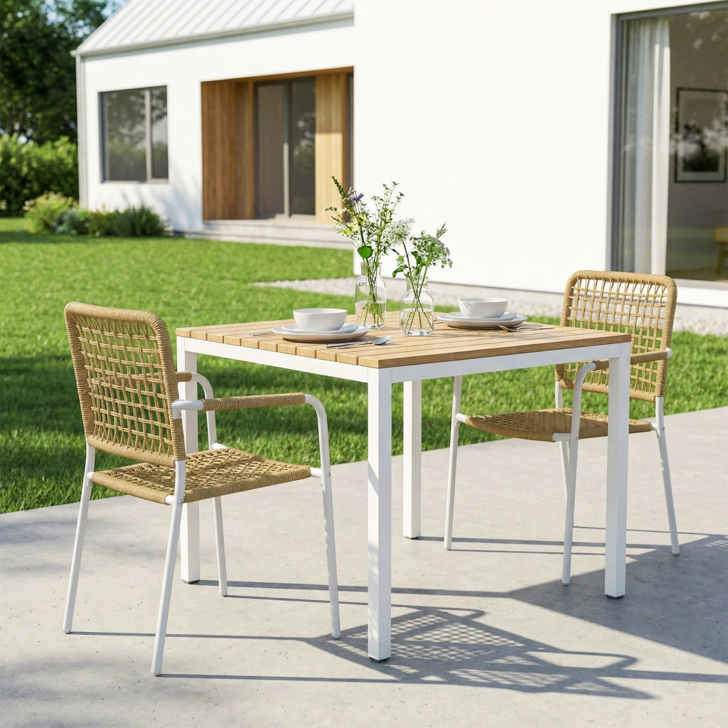 Sedie da Giardino Impilabili in Polyrattan con Braccioli e Schienale ¨C Xylo ¨C Giallo 55x57x82cm Set 2 Pezzi