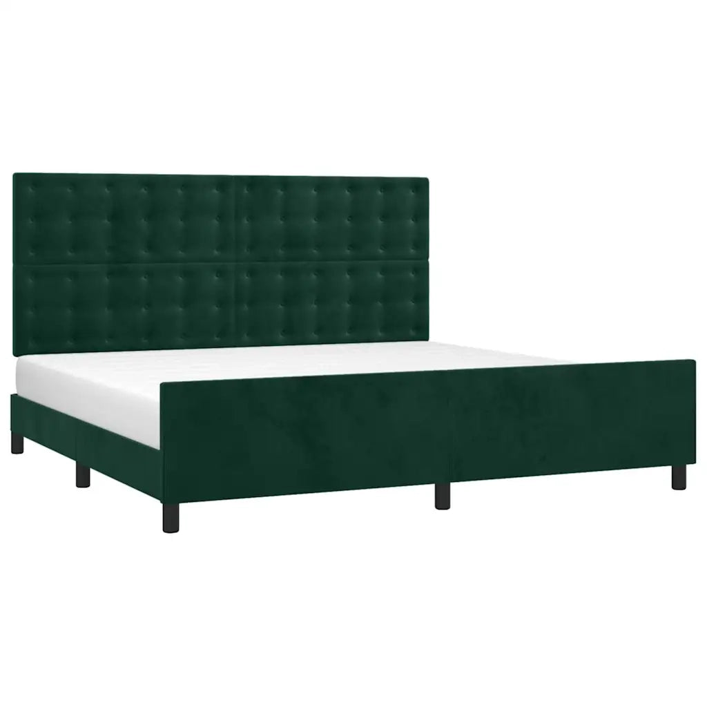 Letto matrimoniale | Letto per adulti | Giroletto senza Materasso Verde Scuro 200x200 cm in Velluto