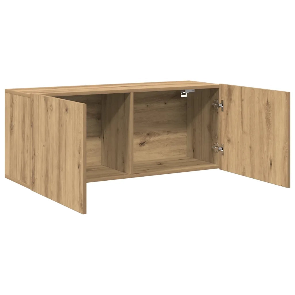Mobile TV a Parete-Mobile TV a Muro Rovere Artigianale 100x30x41 cm