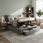 letto imbottito velluto grigio 140 x 190 cm