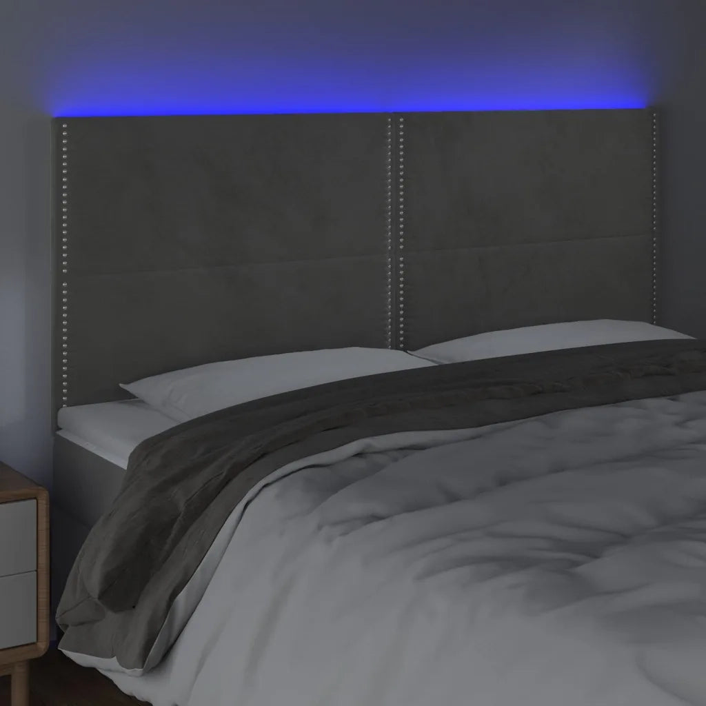 Testiera a LED Grigio Chiaro 200x5x118/128 cm in Velluto 3122350