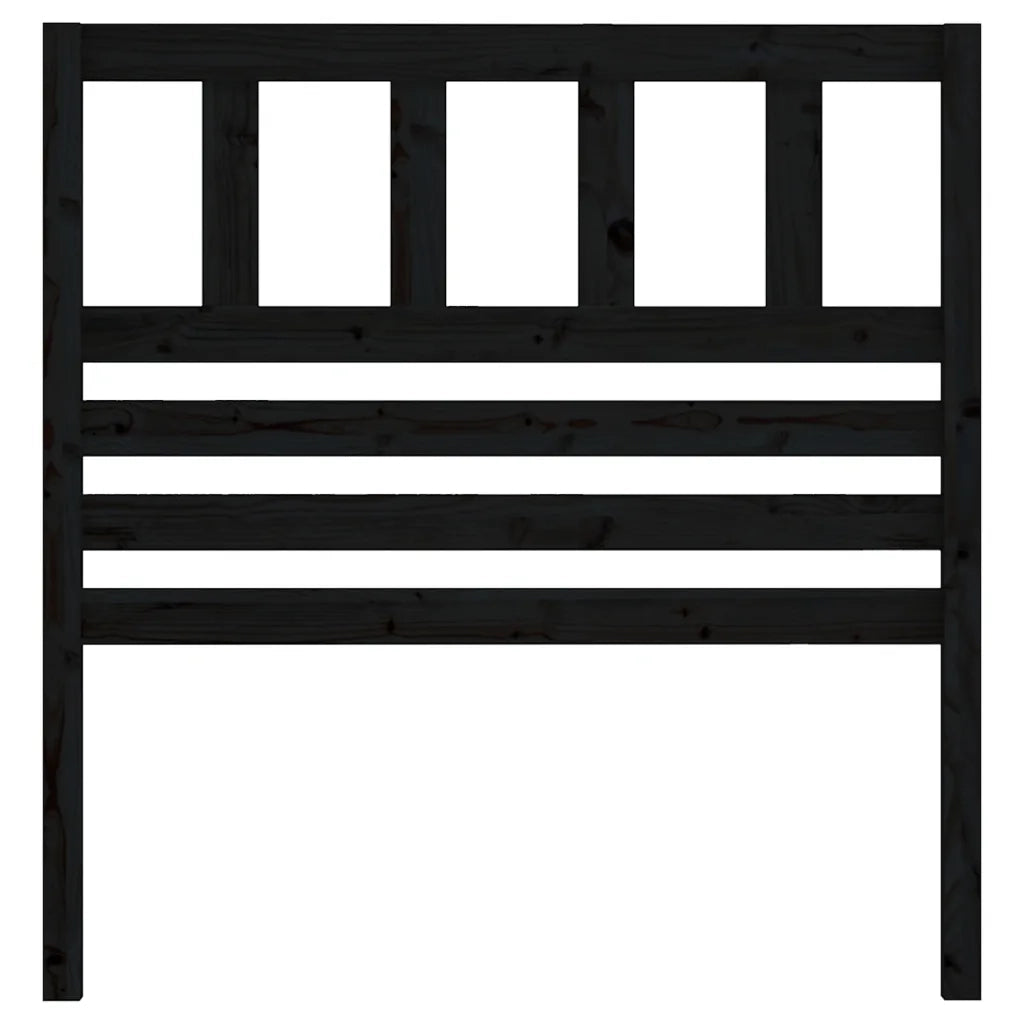 Testiera per Letto-Testata-Testiera Decorativa Nera 106x4x100 cm in Legno Massello di Pino 488218