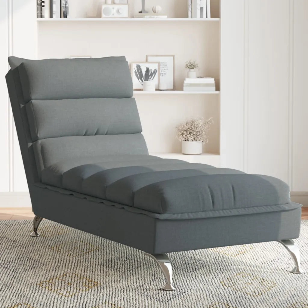 Chaise Longue con Cuscini Grigio Scuro in Tessuto CFW4816924