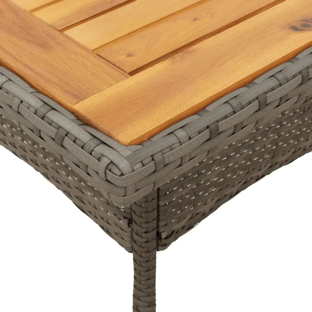 Tavolo Giardino Piano Legno Acacia Grigio 80x80x75cm Polyrattan 365520