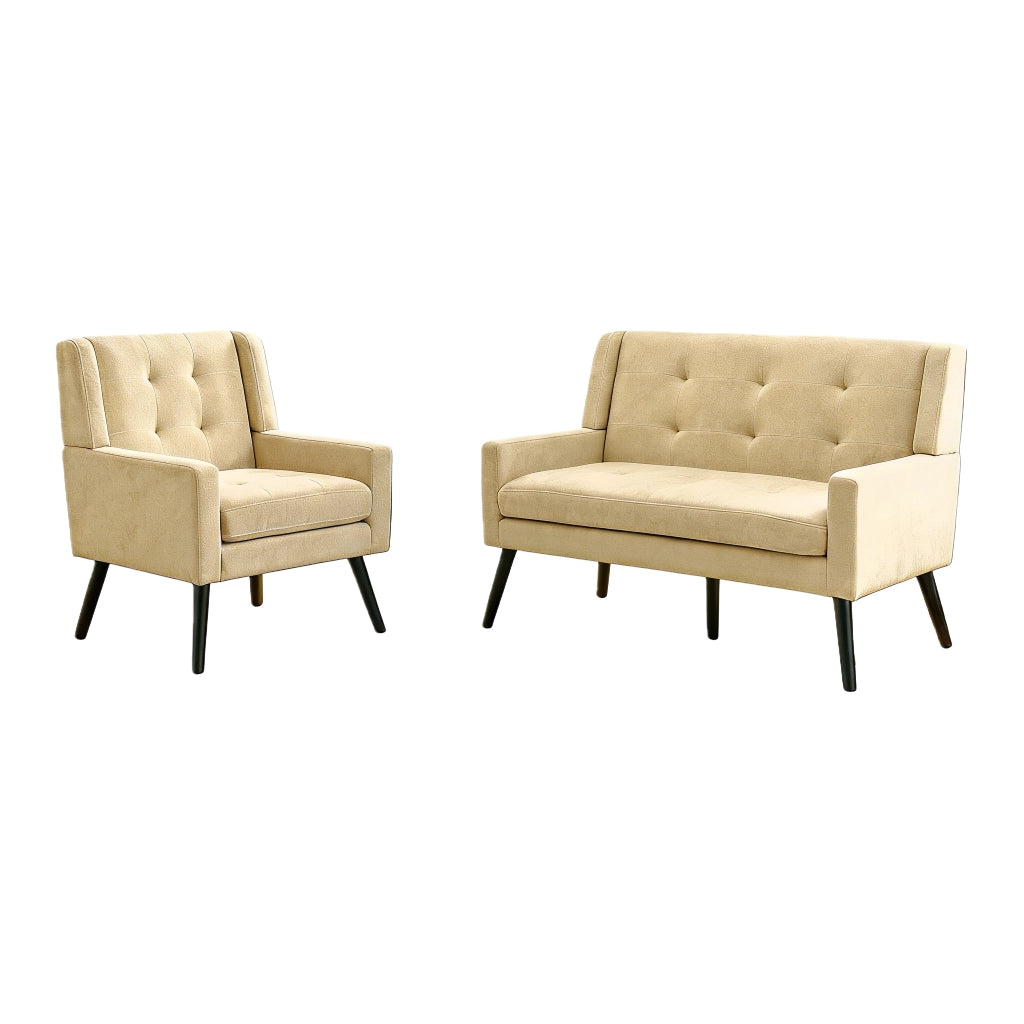 Poltrona 2 Pezzi con Imbottitura in Schiuma, Tessuto Beige