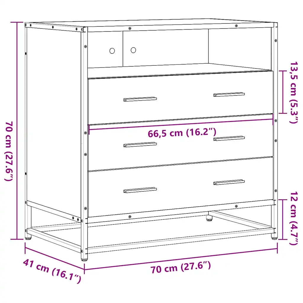 Cassettiera Rovere Sonoma 70x41x70 cm in Legno Multistrato CFW3496811