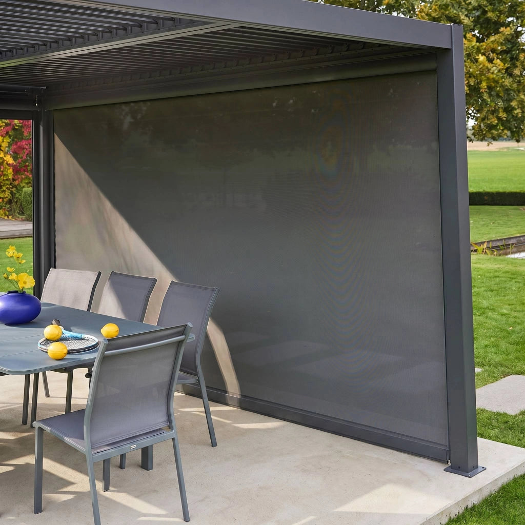 tenda laterale avvolgibile alluminio e textilene per pergola, 4m,