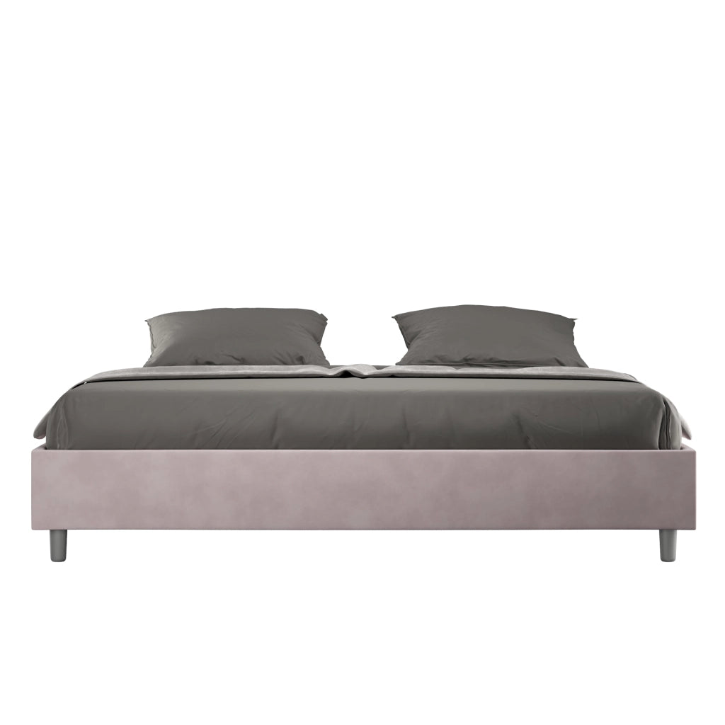 BS COM Letto matrimoniale king size senza rete imbottito 190x190 microfibra glicine