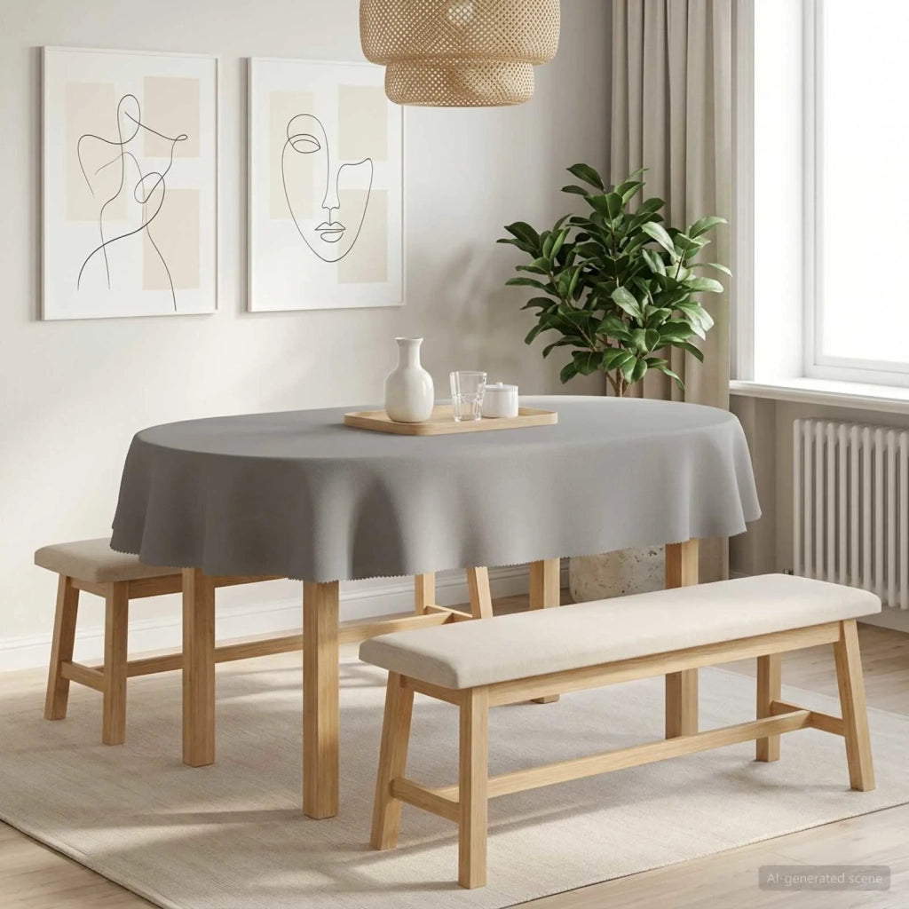 Tovaglia da Tavolo 5 pz Grigio Chiaro 160 x 220 cm Poliestere 42040283