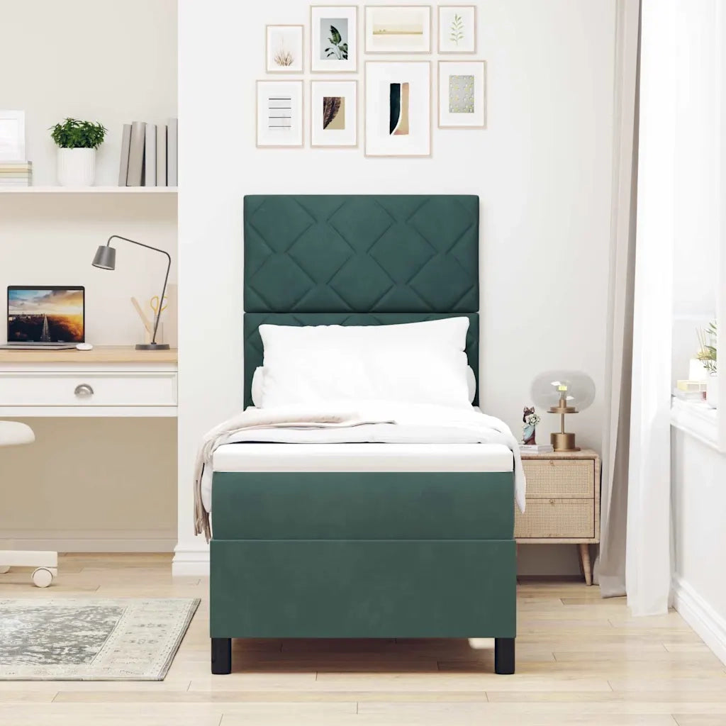 Letto a Sorgente LED Verde Scuro 80 x 200 cm Tessuto