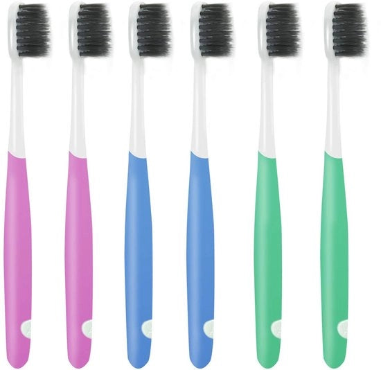 Set di Spazzole da Dentista 6 pezzi - Ultrareattiva - Carbone - Maniglia Ergonomica - Spazzole con Setola a Punta Rondella - Materiali di Alta Qualità - Spazzole da Dentista