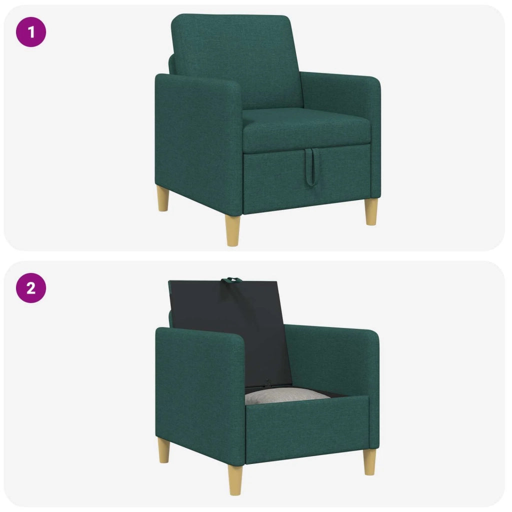 Divano con Storage Verde Scuro 72 x 78 x 87 cm Poliestere 42036868