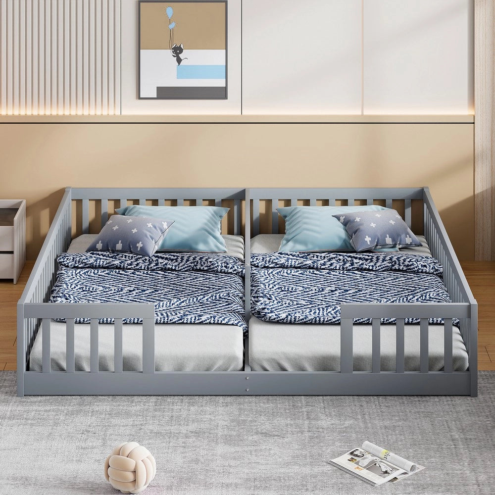 Letto Singolo con Sponda per Bambini ¨C MINIMAL ¨C Pino Grigio 90x200