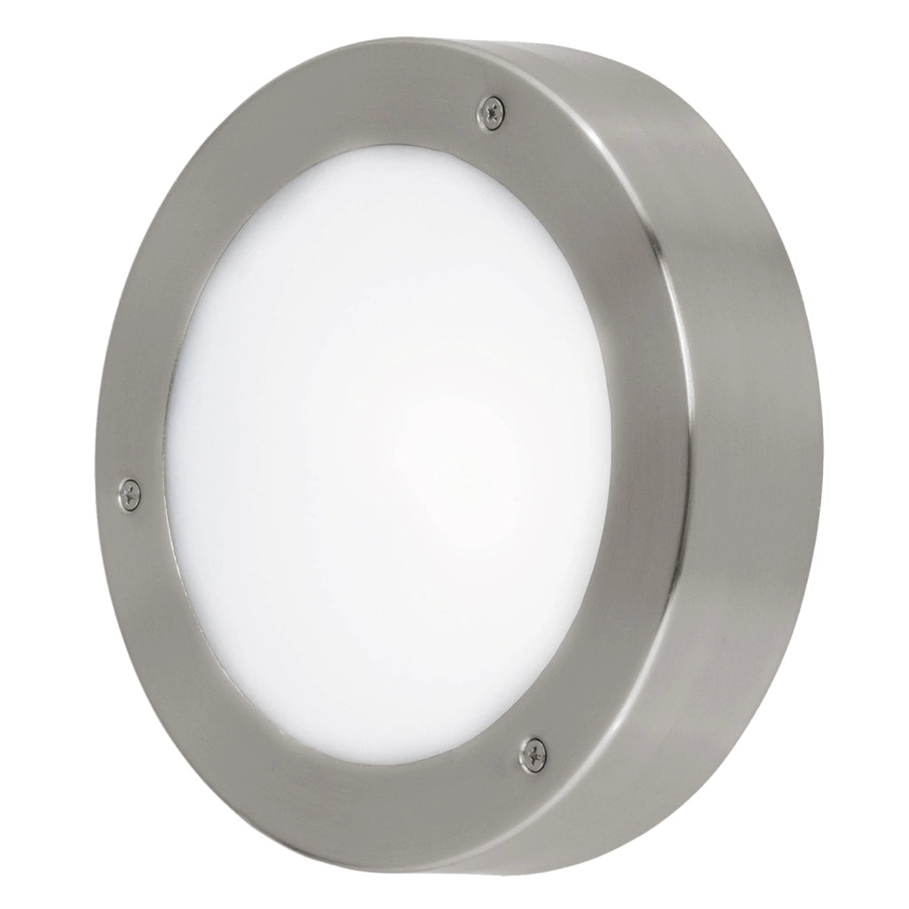 Plafoniera Esterno Moderno Vento 2 Acciaio Argento Policarbonato Bianco Led