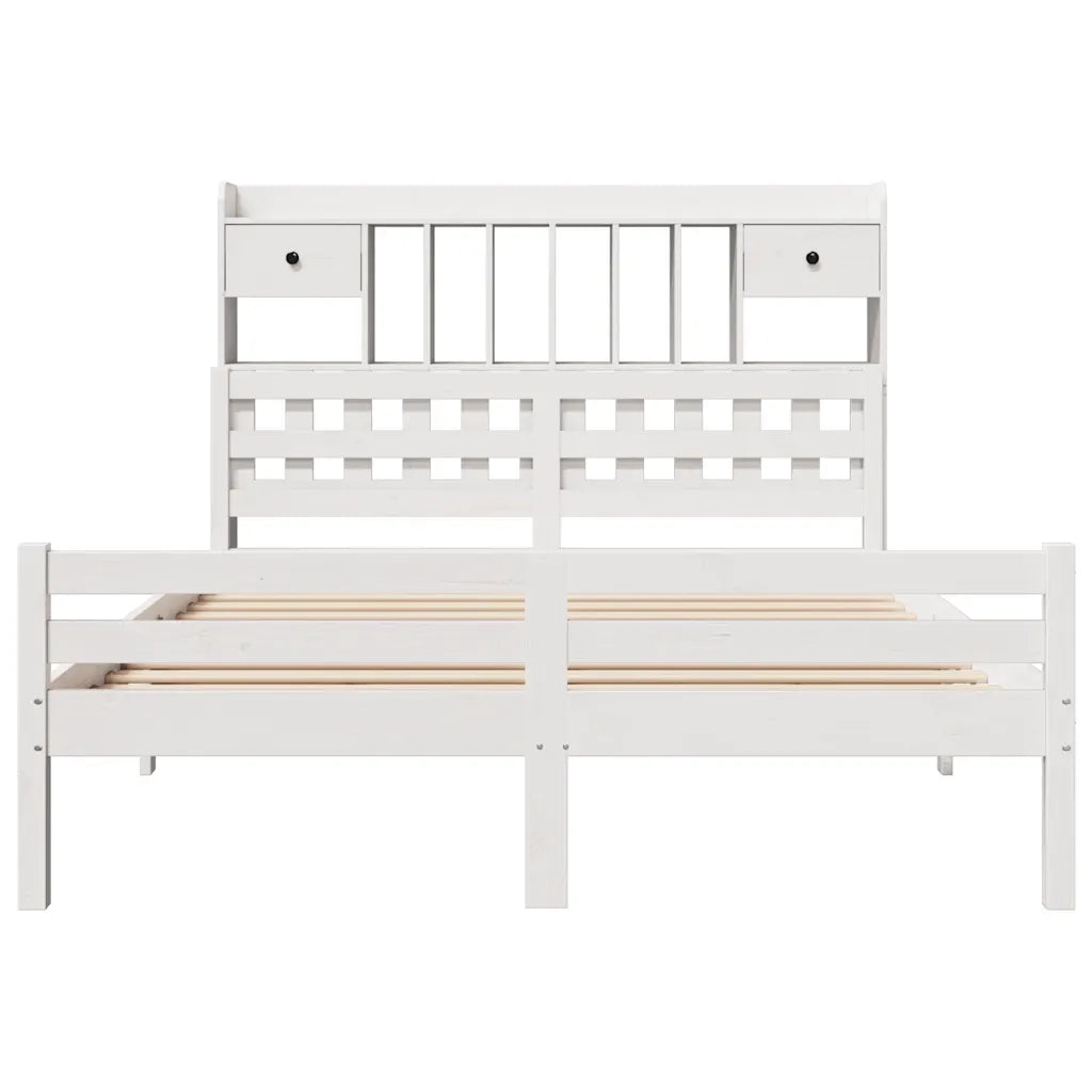 Letto Libreria senza Materasso Bianco 150x200 cm Legno di Pino 3322266