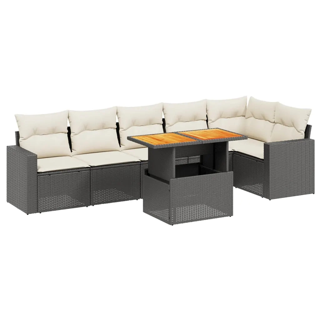 Set Divani da Giardino con Cuscini 7pz Nero Polyrattan 3271322