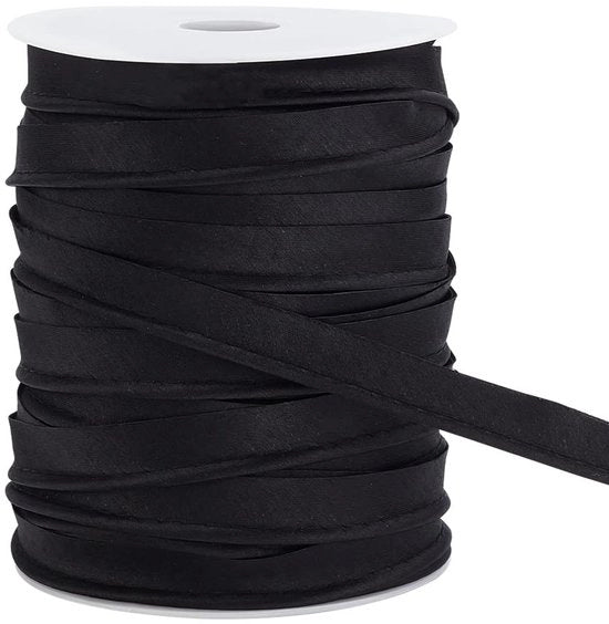 Banda di decorazione in poliestere nera 50 m - 12 mm di larghezza