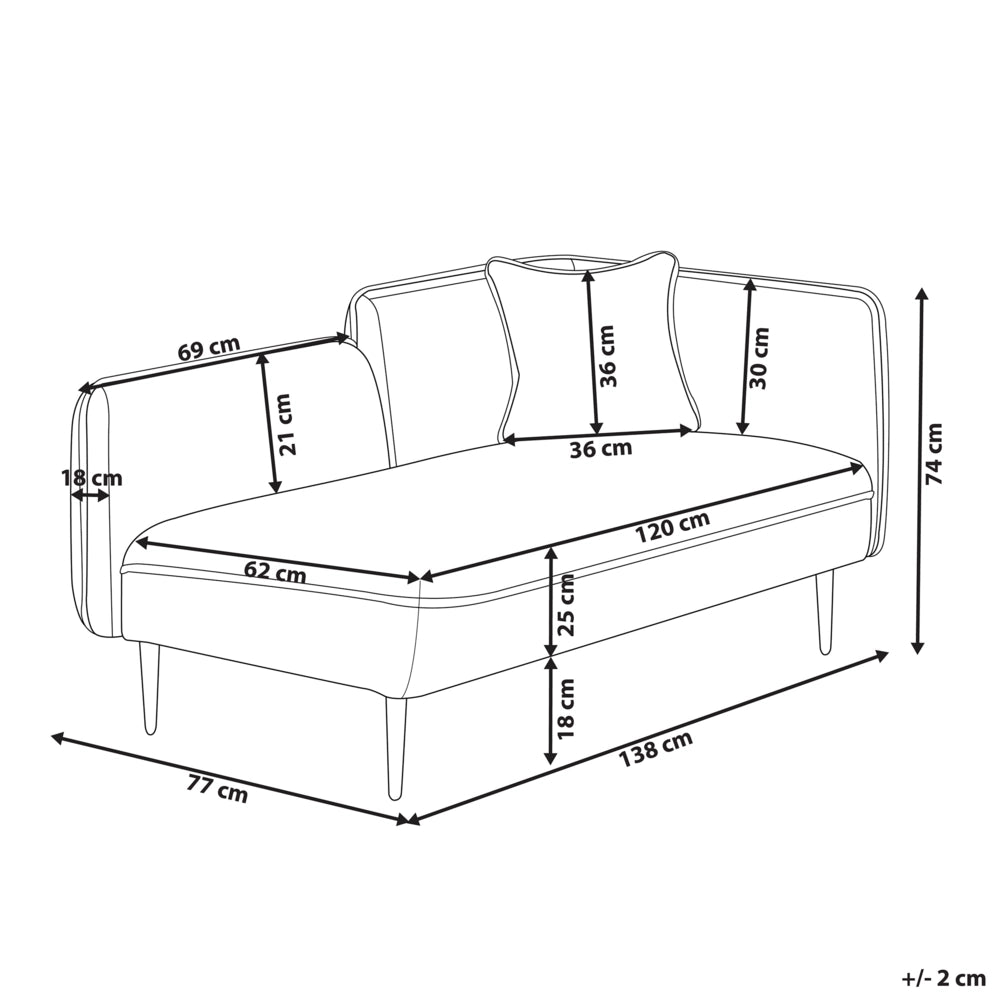 Chaise longue Destra in poliestere giallo con cuscino e gambe metallo da salotto