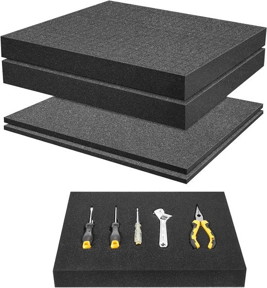 Raccordi di schiuma cubica 2 pezzi 400 x 300 x 50 mm + 2 pezzi 400 x 300 x 10 mm schiuma in gomma per cassetto attrezzi e portacamera