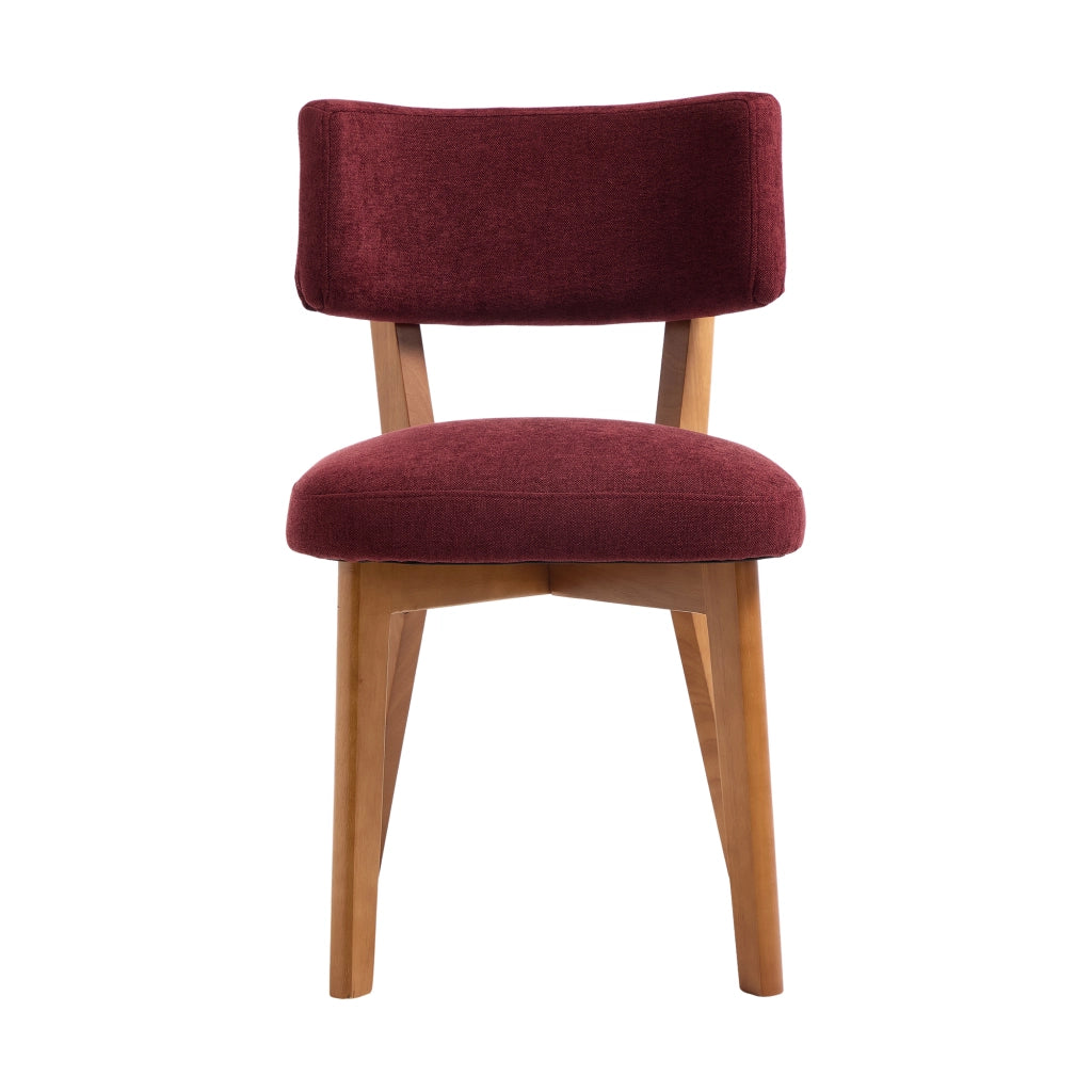 Sedia da pranzo Set di 2 con Schienale Ergonomico e Seduta Imbottita in Legno Rosso Vino 54.5 × 47 × 77 cm