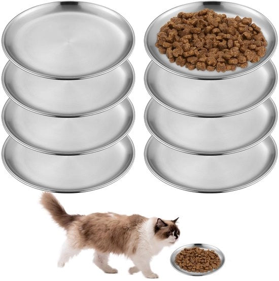 8 pezzi di scodella per cibo per gatti e piccoli cani in acciaio inossidabile