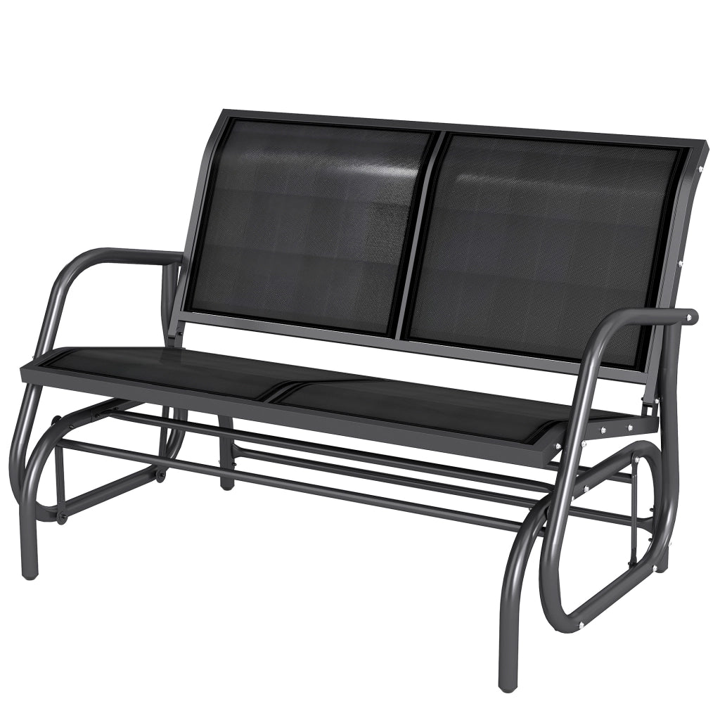 Dondolo da Giardino 2 Posti ¨C Xylo ¨C Metallo Textilene Nero con Braccioli