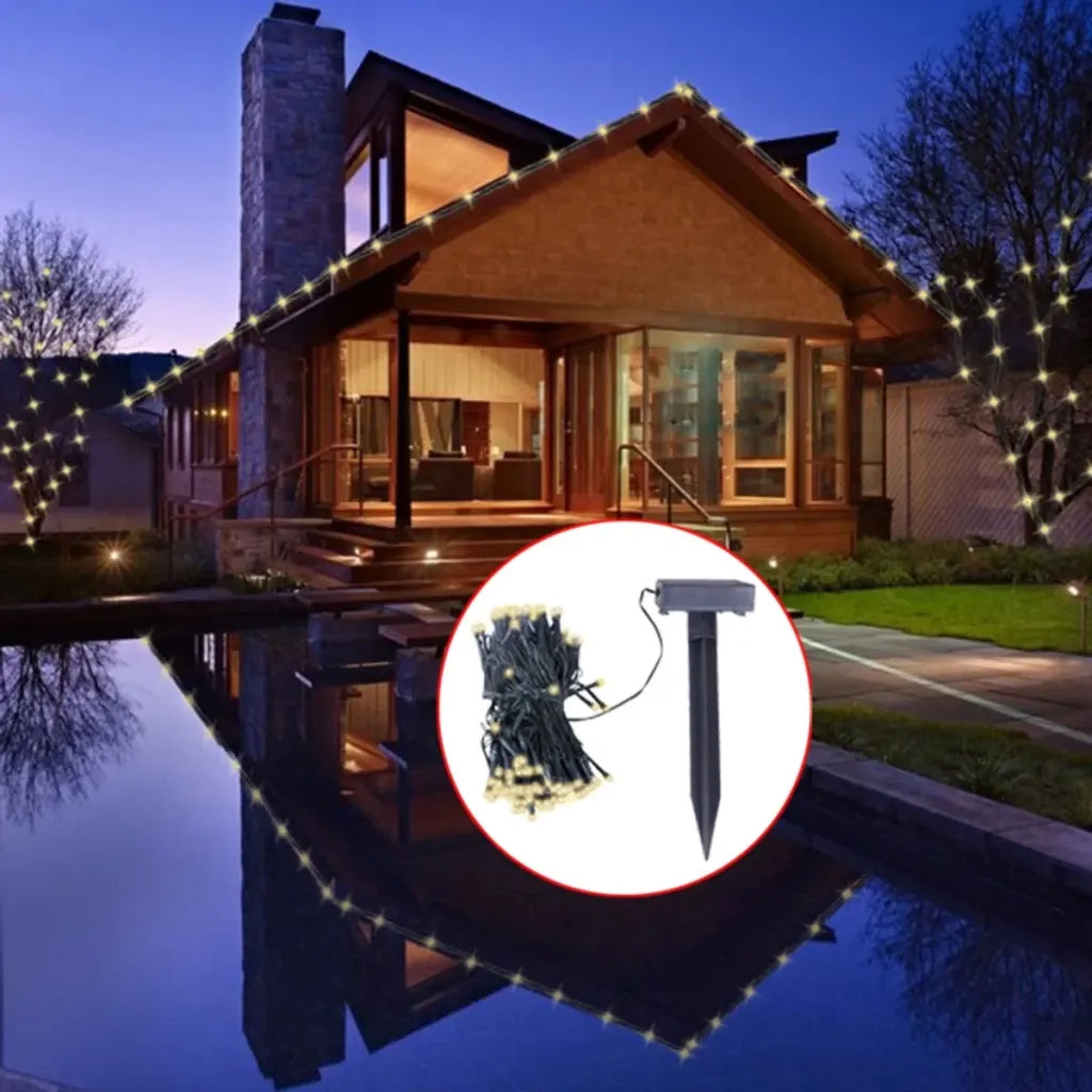 Luci a Stringa Solare LED Bianco Caldo Decorazione Natalizia CFW8141176