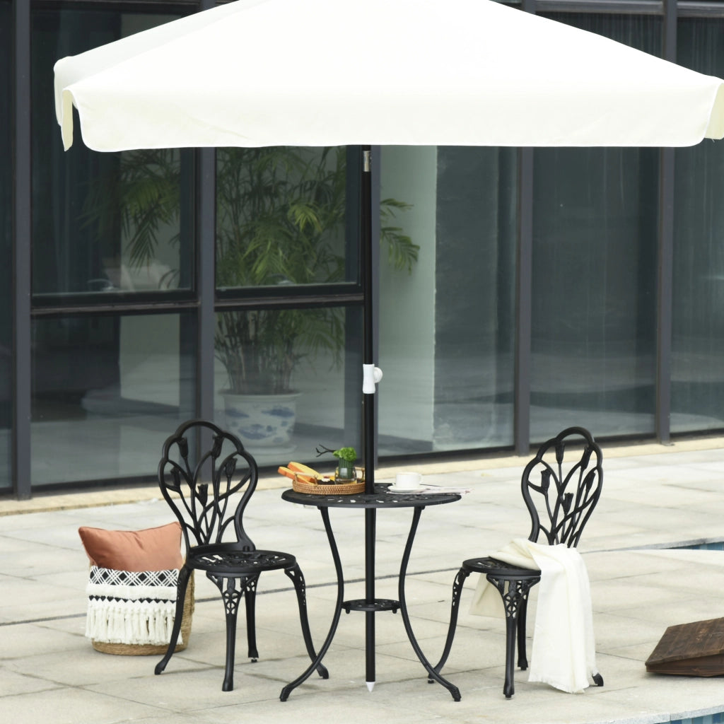 Set da Giardino 3 Pezzi ¨C Zephmum ¨C Nero, Alluminio, Sedie 42.5x47.5x89 cm e Tavolino ?60x67 cm