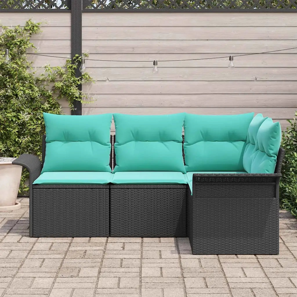 Set Divano da Giardino con cuscino Nero polyrattan 3345346