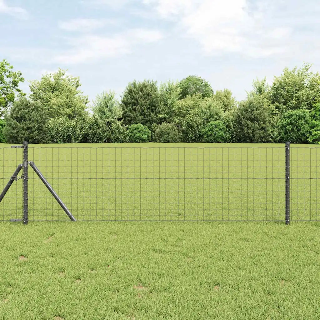 Recinzione con Posto Grigio 0,4 x 50 m Acciaio e PVC