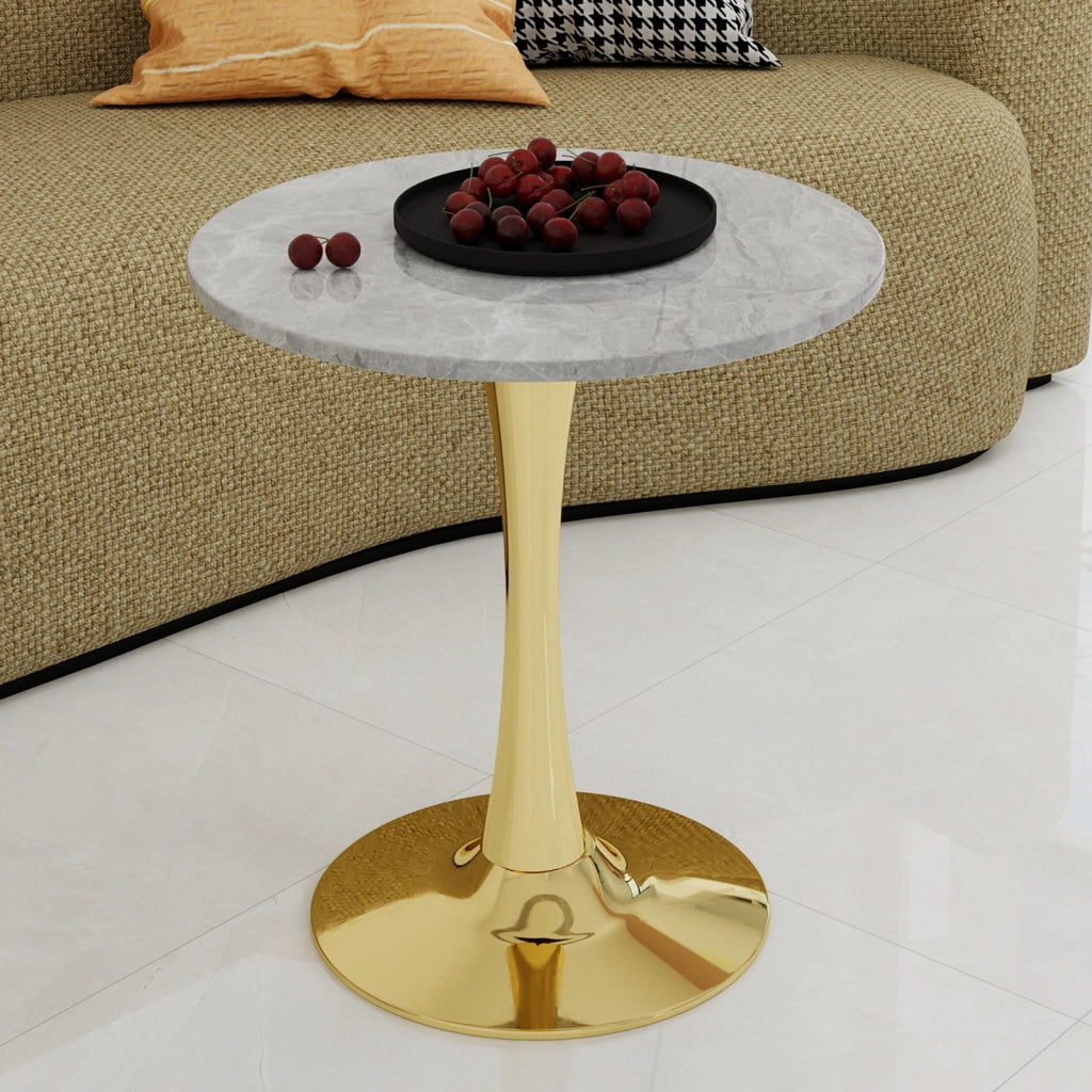 TAVOLO Rotondo 77,5x77,5x15,5 cm Marmo artificiale Oro