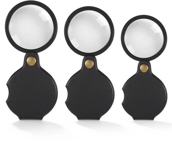 Verglasso 10x - Mini Verglasso - Opvougalleggio - Rotativo - Portatile - Ottica di alta qualità - 3 pezzi - Microscopio