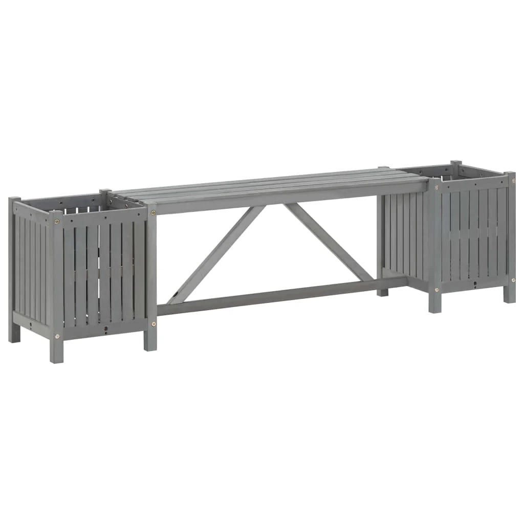 Panca da giardino mobili da esterno per patio terrazza con 2 fioriere 150 cm legno di acacia grigio 02_0011340