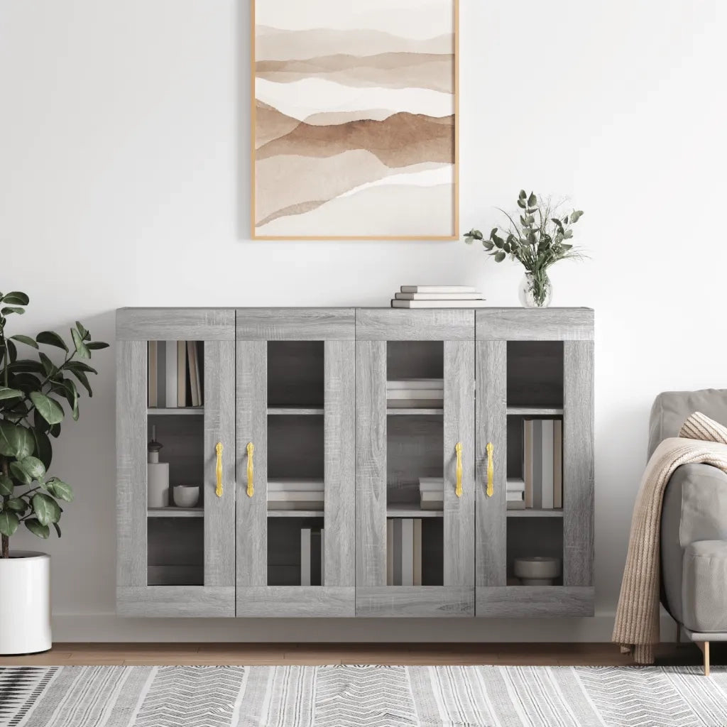 Armadietti a Parete 2 pz Grigio Sonoma in Legno Multistrato 3197927