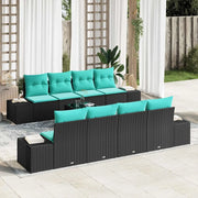 Set Divano da Giardino 9 pz Nero polyrattan 3346996