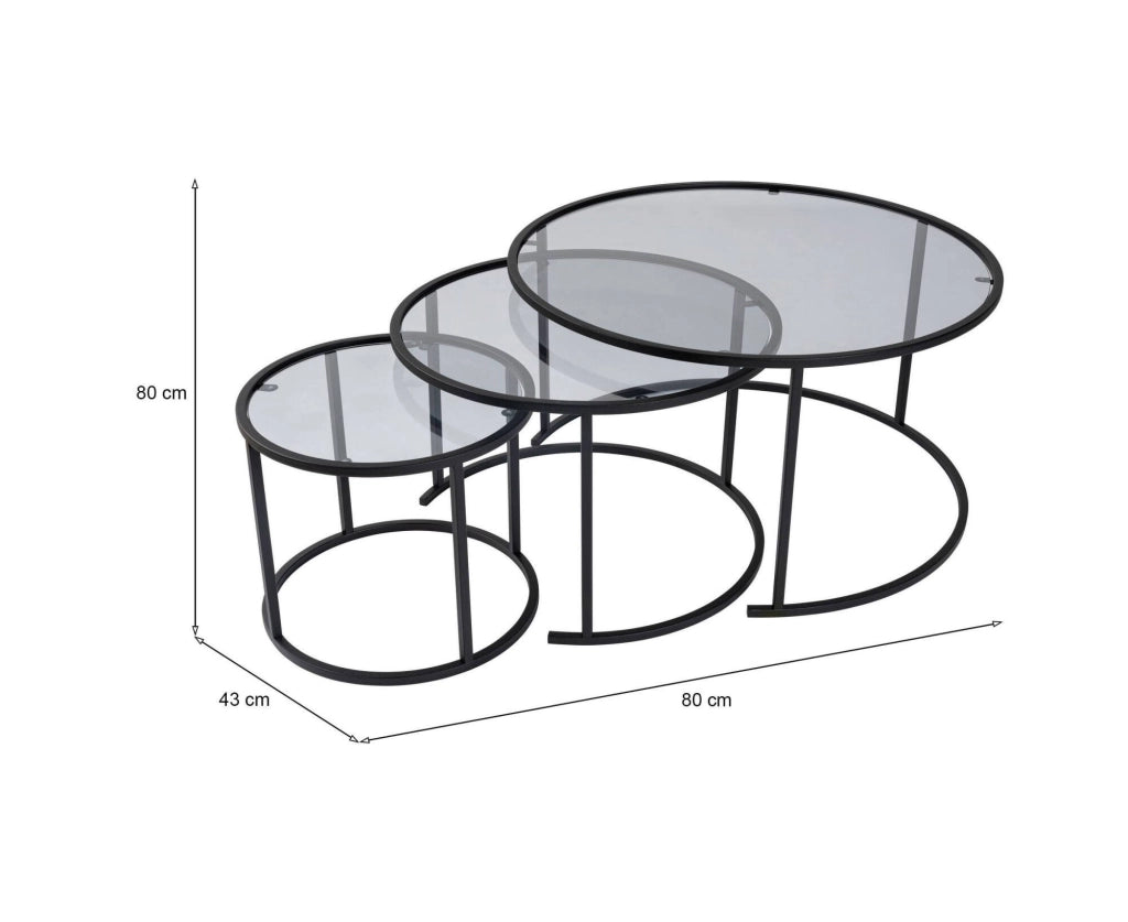 Rowan, Tavolino da Salotto Forma Circolare, 80x80x43h cm Nero