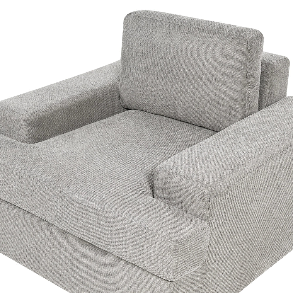 Set di 2 poltrone in tessuto grigio chiaro imbottite con schienale spesso imbottito Divano classico da salotto