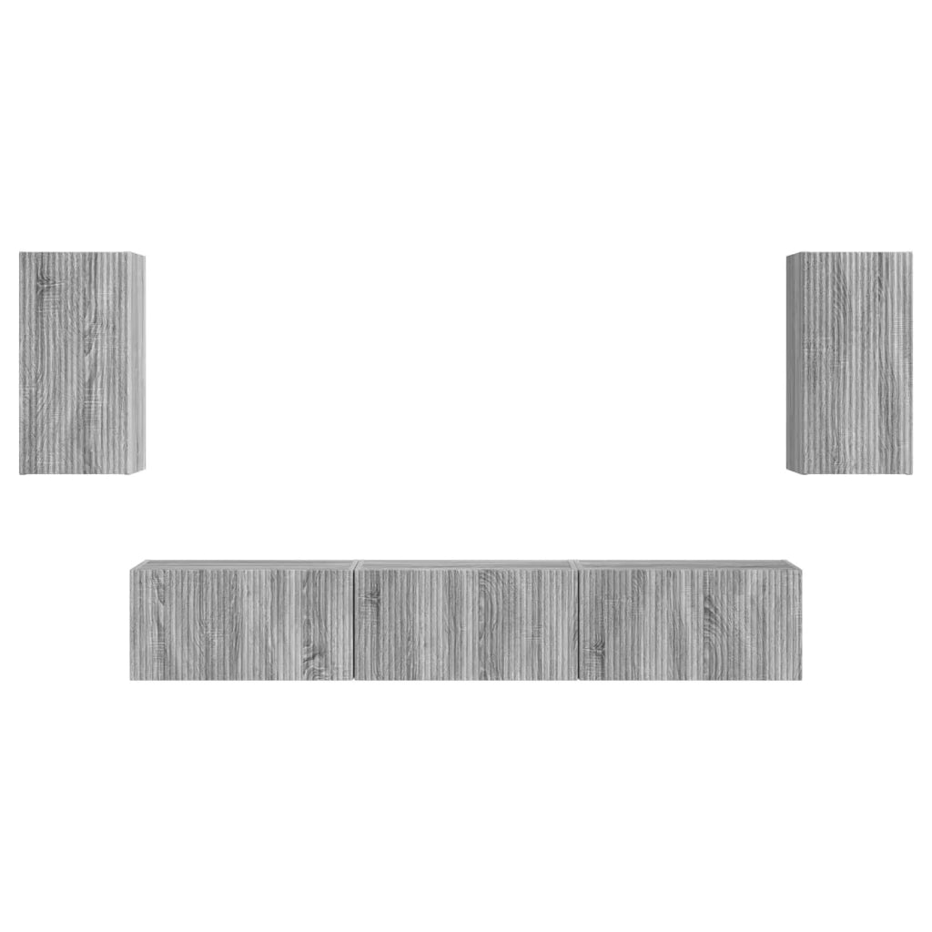 Set mobile TV 5 pz | Armadietto TV | Mobile Porta TV Grigio Sonoma Legno multistrato