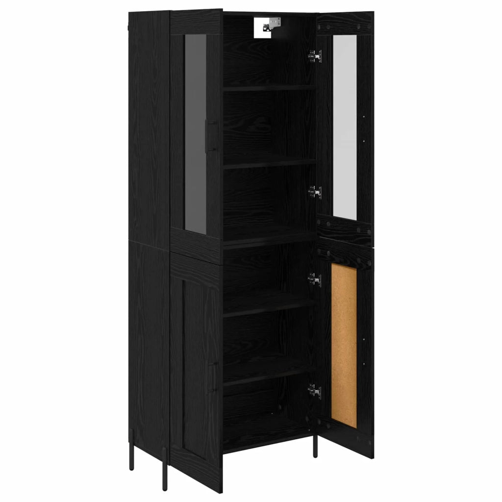 Credenza-Buffet-Armadio da cucina Rovere Nero 69,5 x 34 x 180 cm Legno multistrato 246316