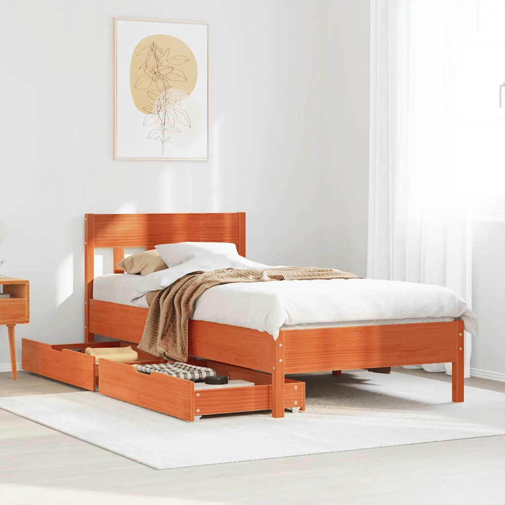 Letto singolo | Letto per adulti | Letto senza Materasso Marrone Cera 90x200 cm Legno di Pino