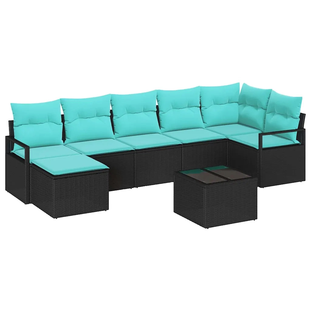 Set di divani con cuscino 8 pcs Nero polyrattan 3346486