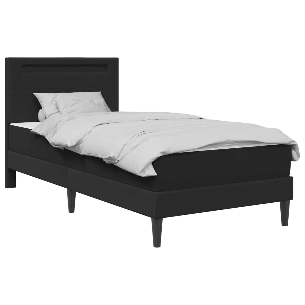 Struttura del letto con strisce LED-Giroletto con luci Nero 90 x 200 cm Similpelle 798260